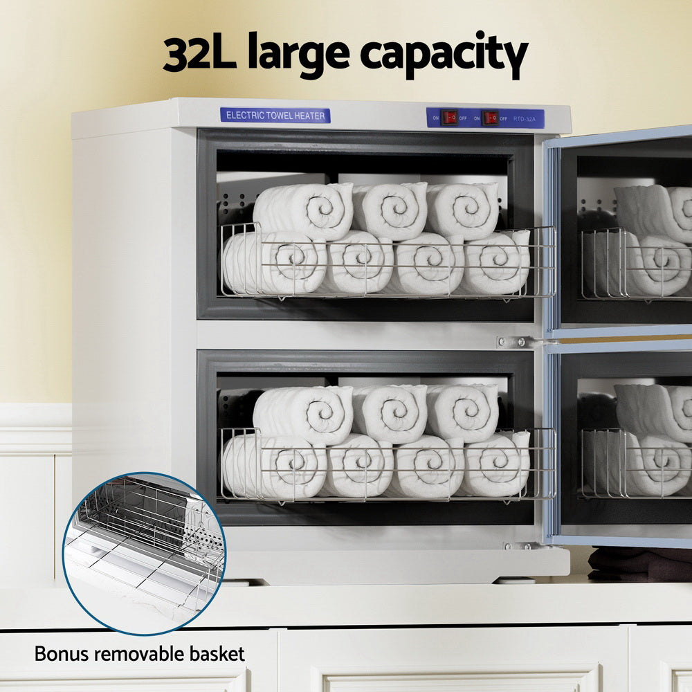 Devanti 32L Towel Warmer UV Steriliser Heater Cabinet White