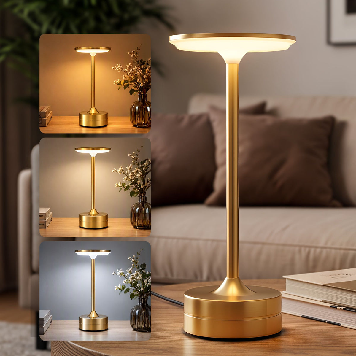 Artiss Gold Touch Table Lamp, Dimmable LED, 3000-6000K, Type-C