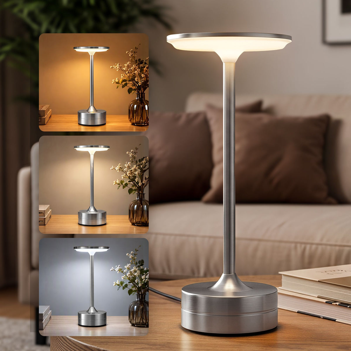 Artiss Silver Touch Table Lamp, 3000-6000K Dimmable LED