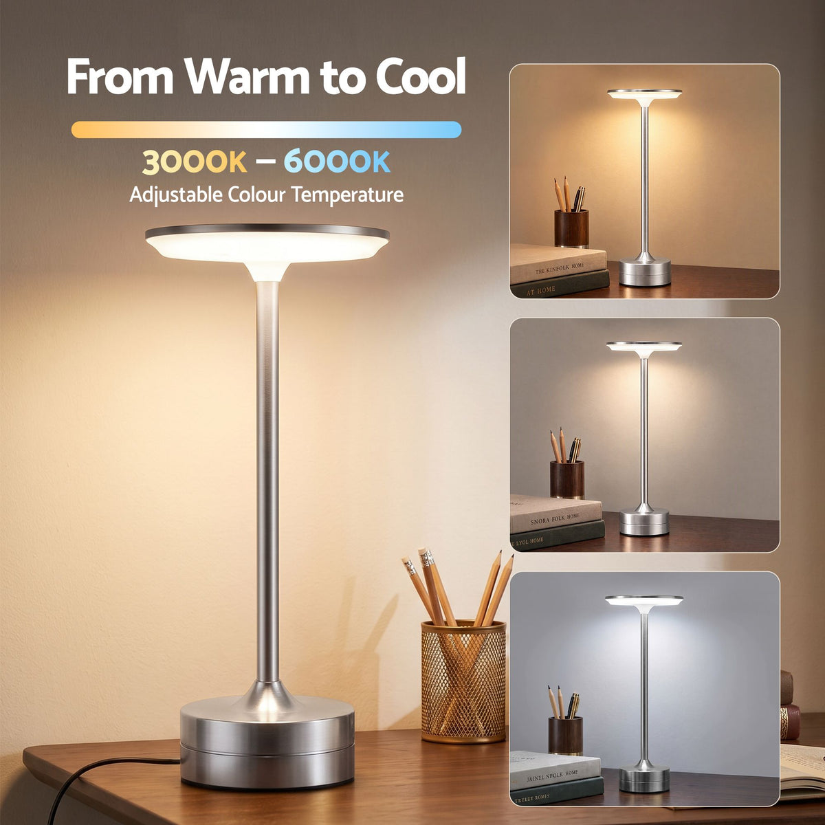 Artiss Silver Touch Table Lamp, 3000-6000K Dimmable LED