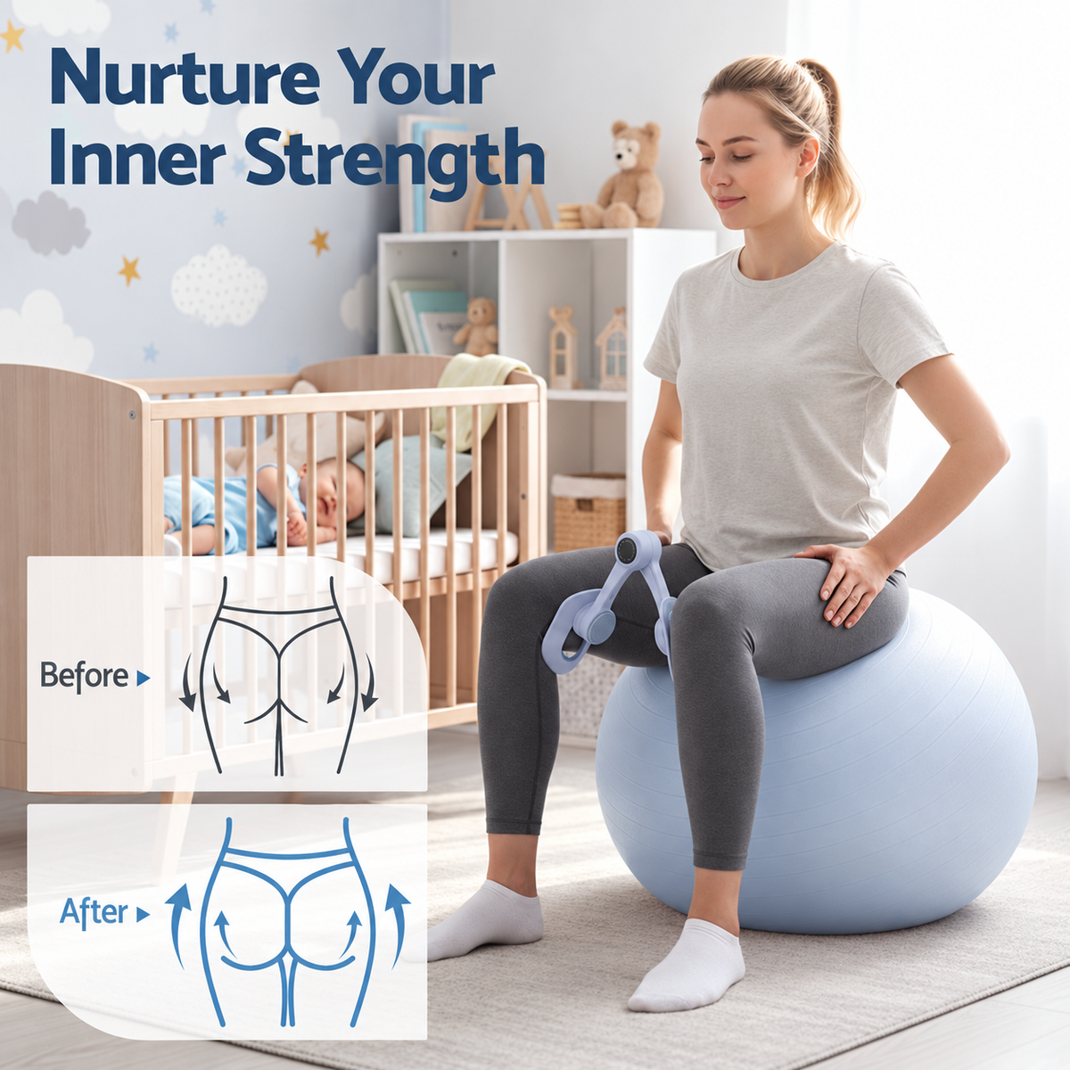 Everfit Thigh Master Pelvic Floor Muscle Exercise Trainer Devices for Women Blue