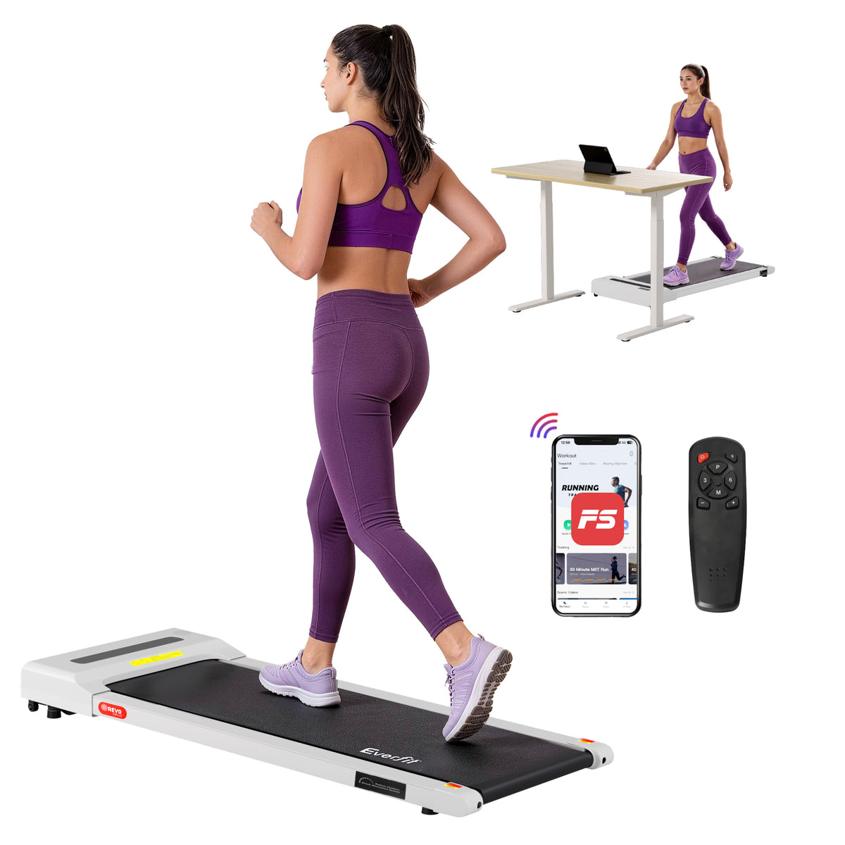 Everfit Electric Walking Pad Treadmill 360mm Belt White