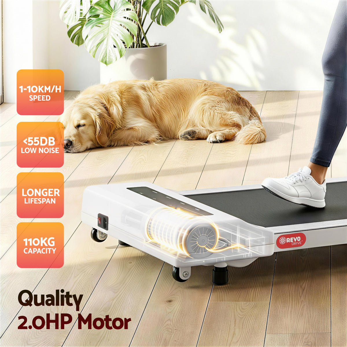 Everfit Electric Walking Pad Treadmill 360mm Belt White
