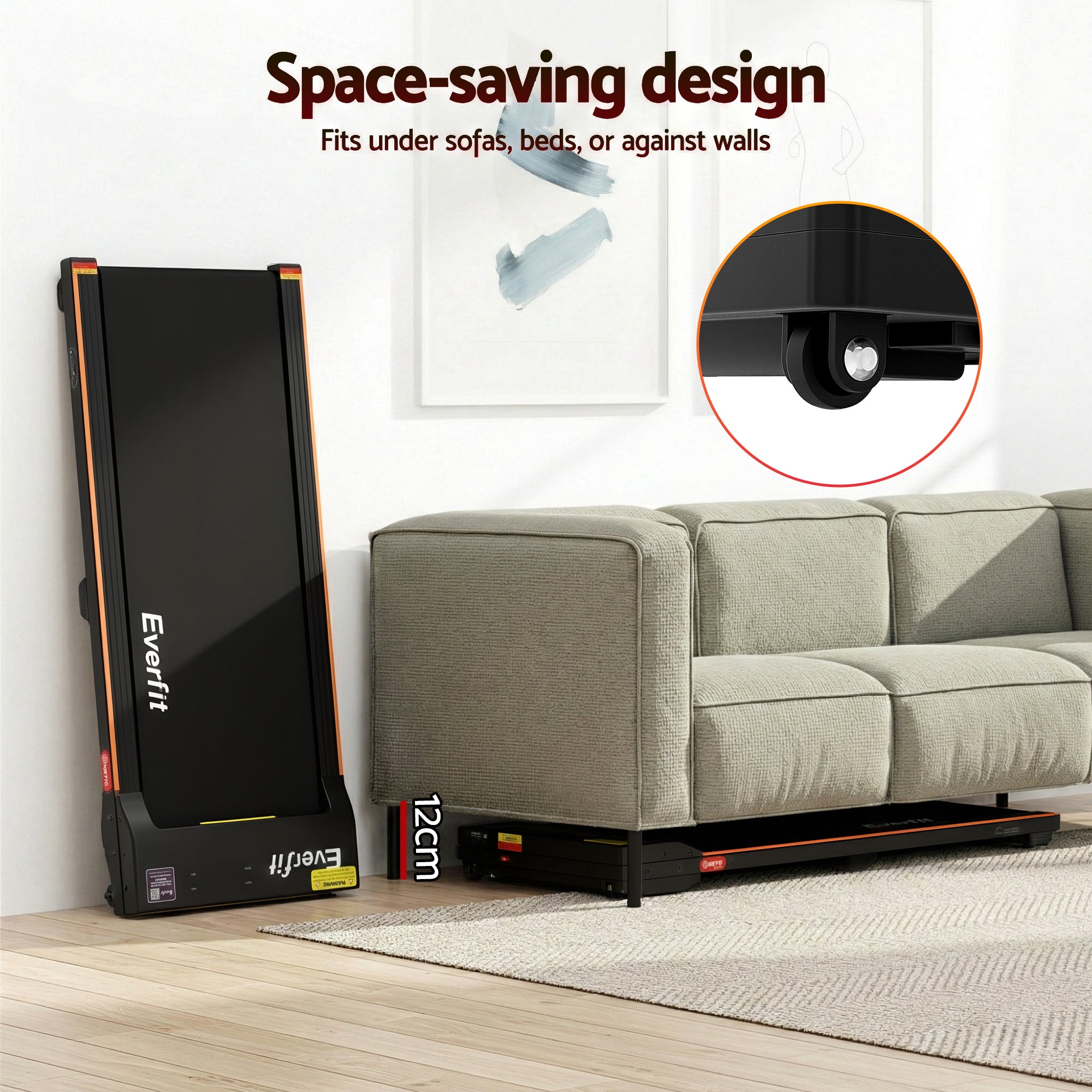 Everfit 3 in 1 Walking Pad Treadmill 12% Incline Under Desk Treadmills for Home Gym With 38cm Wide Belt