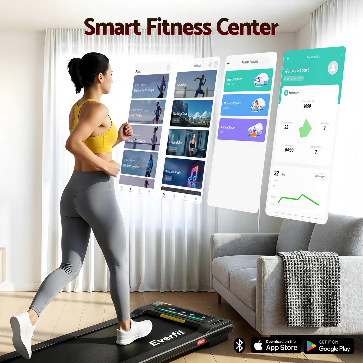 Everfit 2-in-1 Walking Pad Treadmill with 38cm Belt