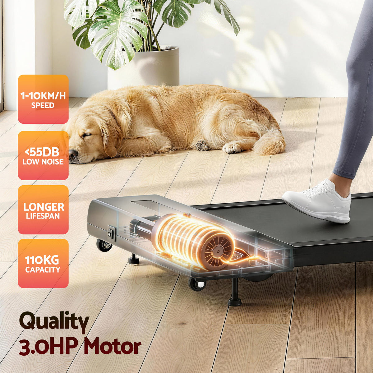 Everfit Electric Walking Pad Treadmill Under Desk 380mm Black