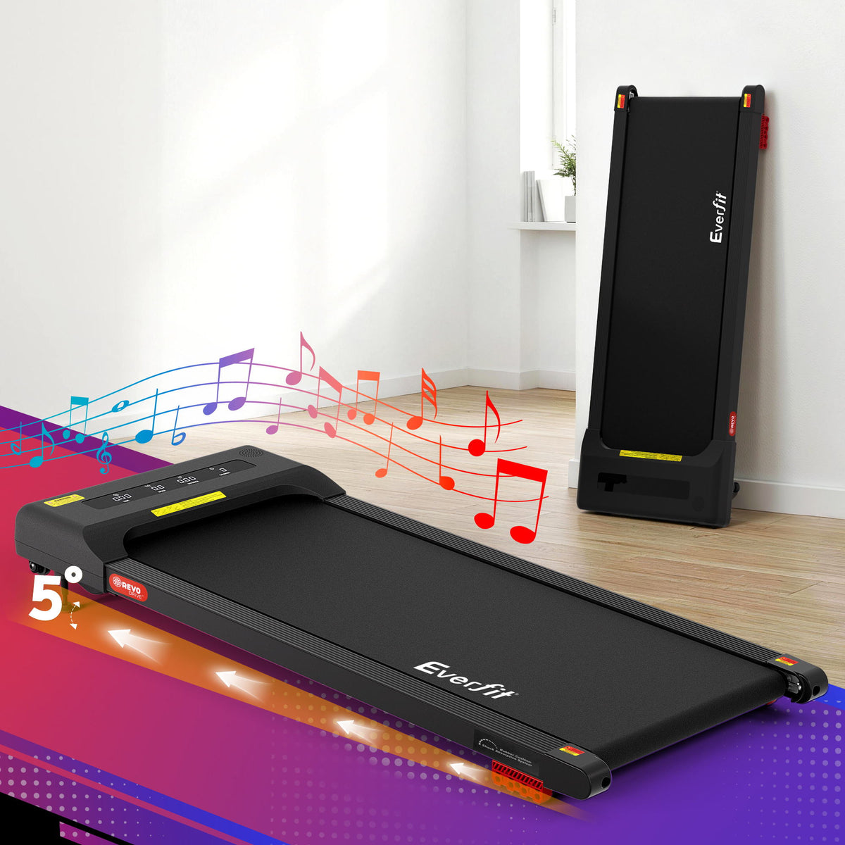 Everfit Electric Walking Pad Treadmill Under Desk 380mm Black