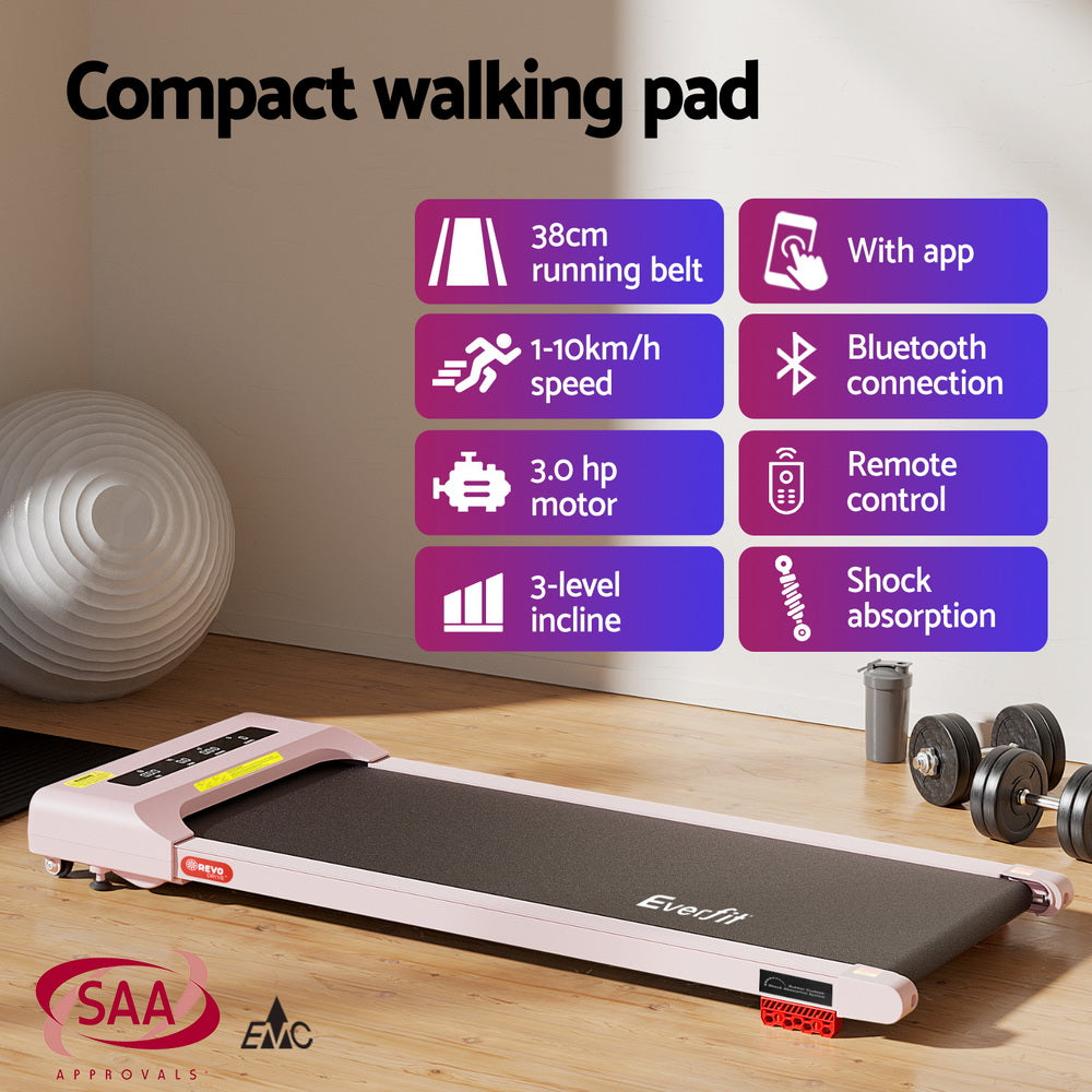Everfit 380mm Electric Walking Pad Treadmill Pink
