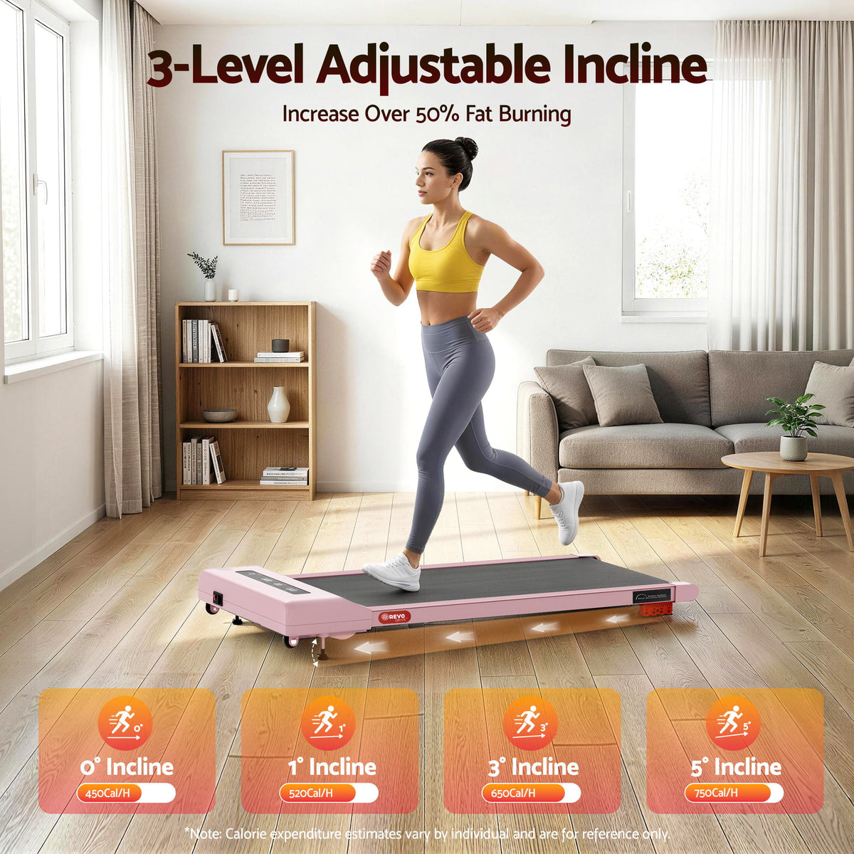 Everfit Electric Walking Pad Treadmill 3 in 1 Incline 380mm Pink
