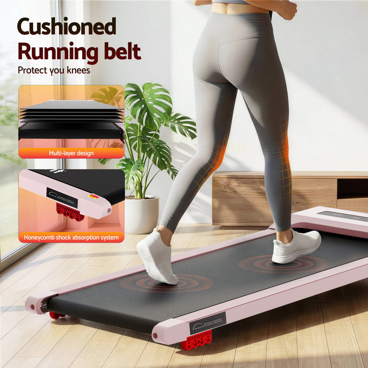 Everfit Electric Walking Pad Treadmill 3 in 1 Incline 380mm Pink