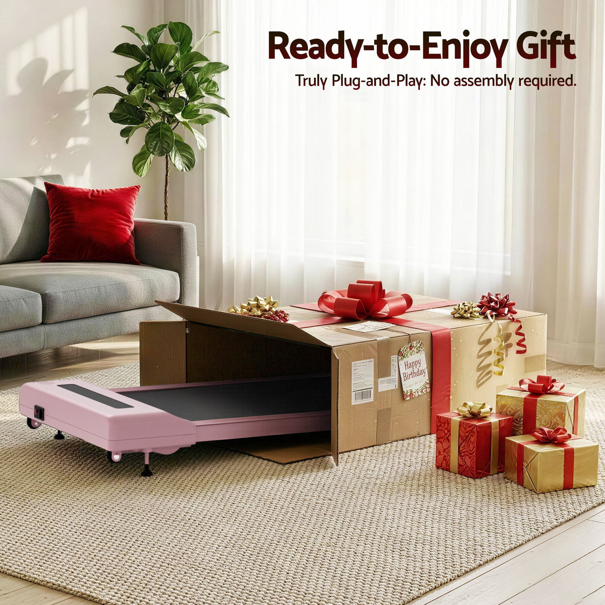 Everfit Electric Walking Pad Treadmill 3 in 1 Incline 380mm Pink
