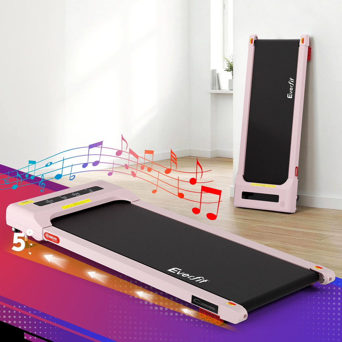 Everfit Electric Walking Pad Treadmill 3 in 1 Incline 380mm Pink