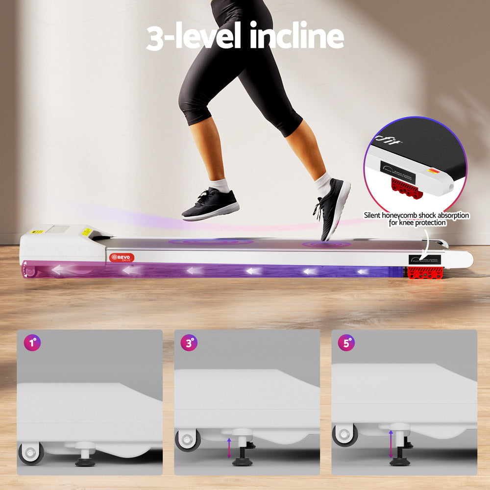 Everfit 380mm Electric Walking Pad Treadmill Incline White
