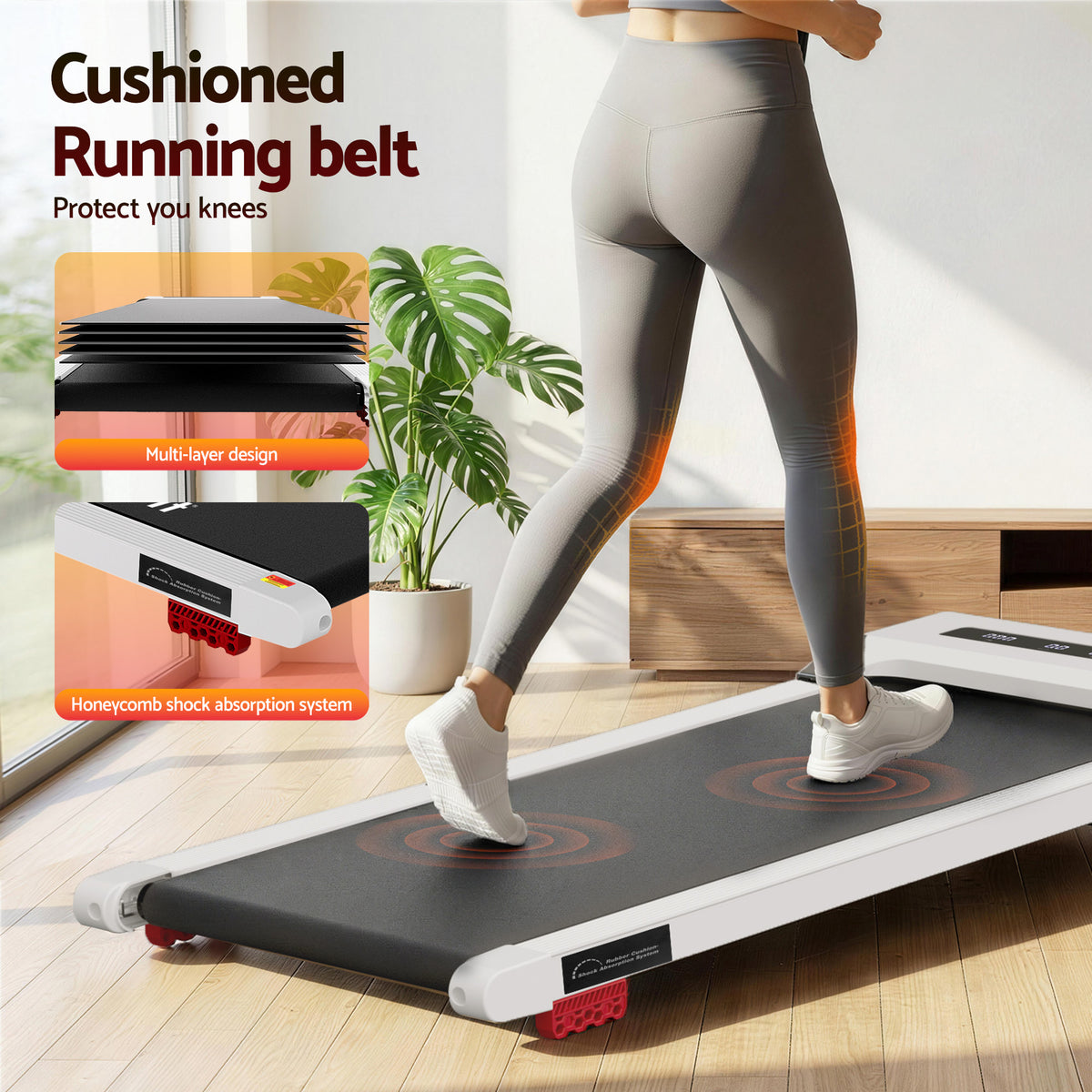 Everfit Electric Walking Pad Treadmill Under Desk 380mm White