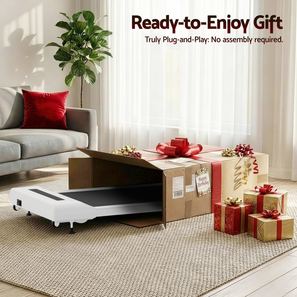 Everfit Electric Walking Pad Treadmill Under Desk 380mm White