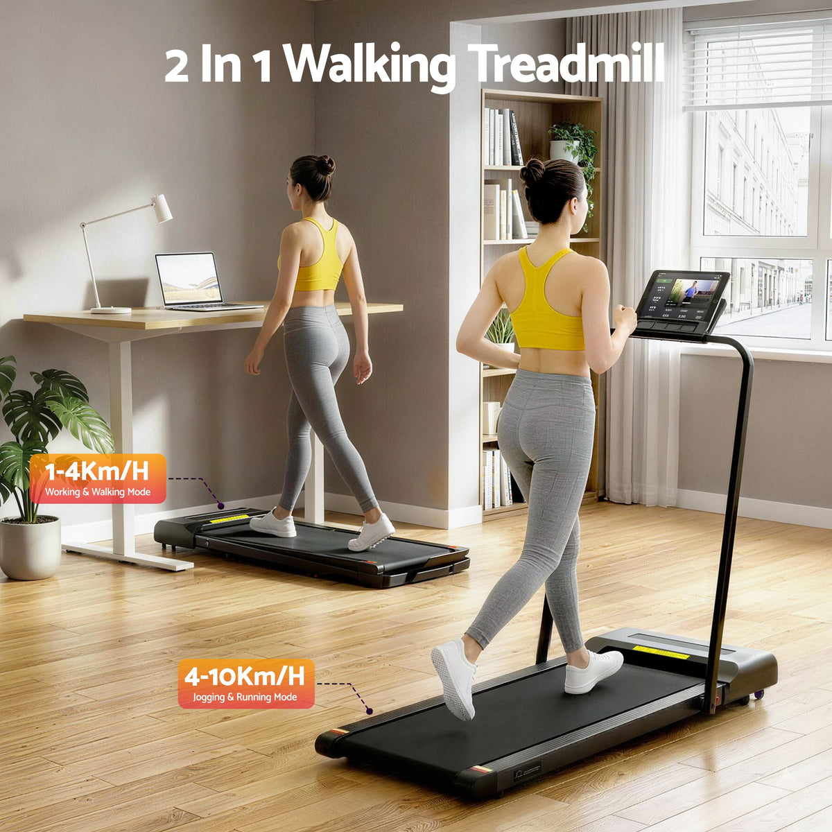 Everfit 2 in 1 Electric Walking Pad Treadmill 380mm Black
