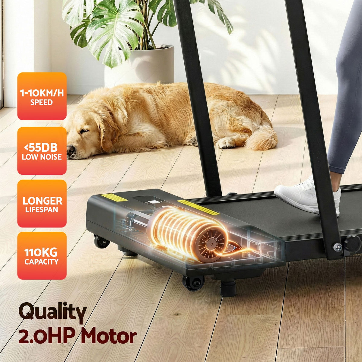 Everfit 2 in 1 Electric Walking Pad Treadmill 380mm Black