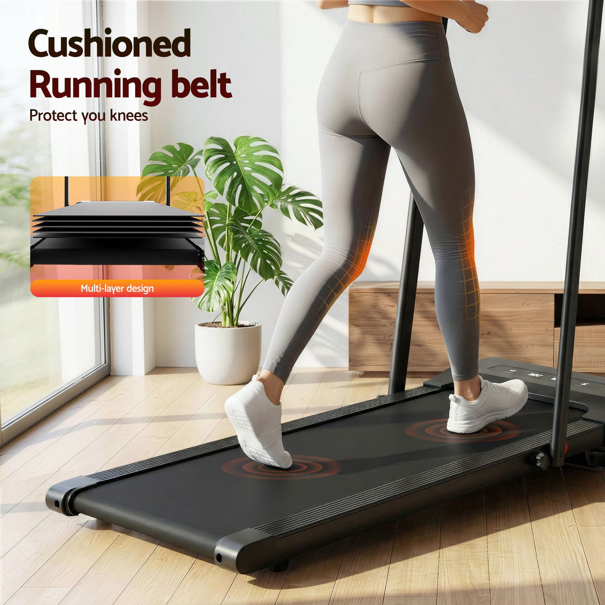 Everfit 2 in 1 Electric Walking Pad Treadmill 380mm Black