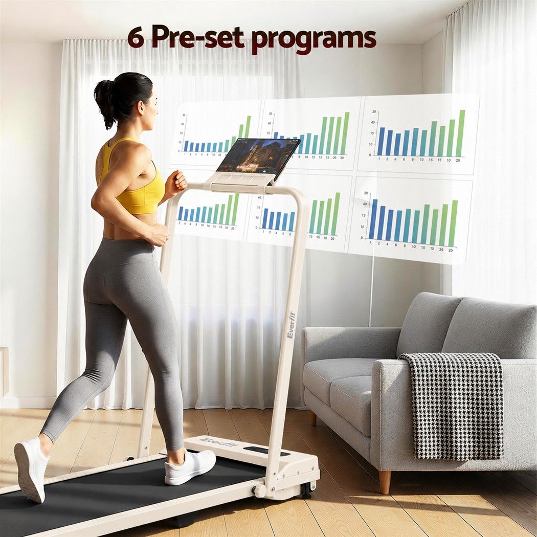 Everfit 3 in 1 Walking Pad Treadmill Foldable 12% Incline Beige