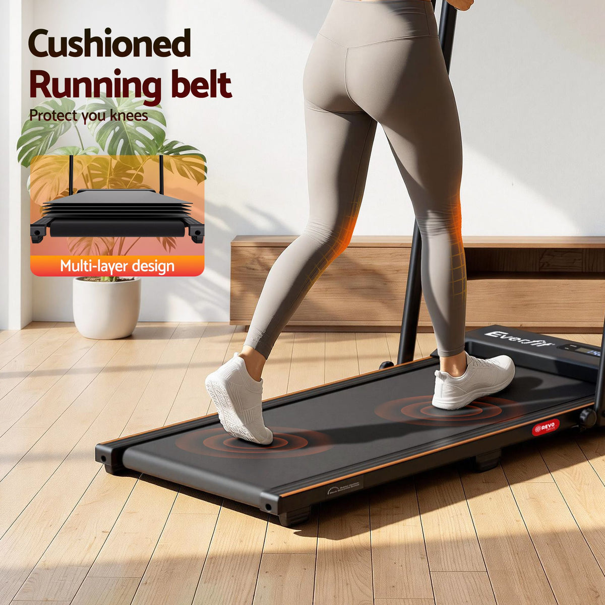 Everfit 3 in 1 Walking Pad Treadmill 12% Incline Under Desk Black