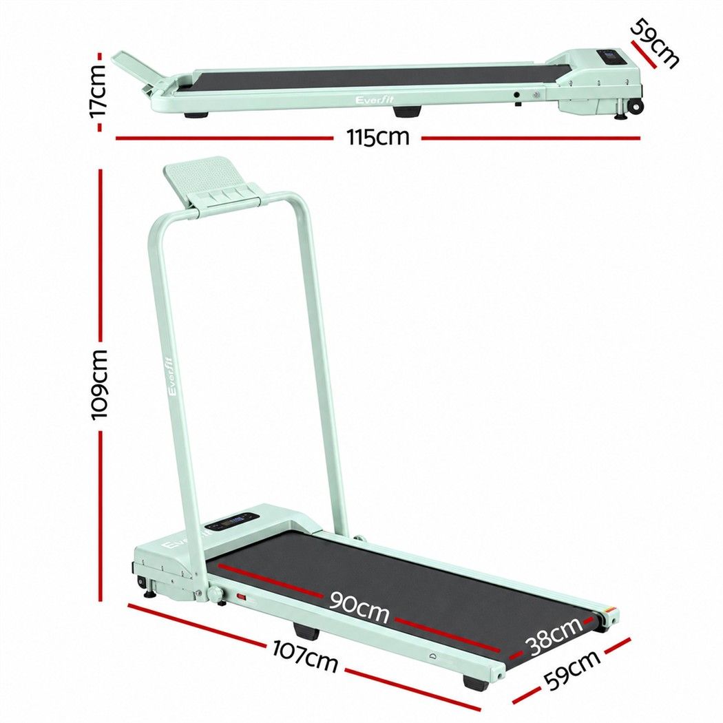 Everfit 3 in 1 Walking Pad Treadmill 12% Incline Foldable Under Desk Treadmills for Home 38cm Green