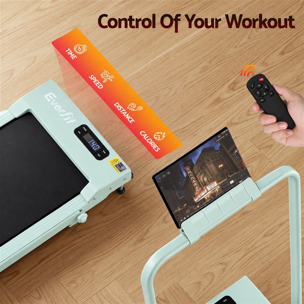 Everfit 3 in 1 Walking Pad Treadmill 12% Incline Foldable Under Desk Treadmills for Home 38cm Green