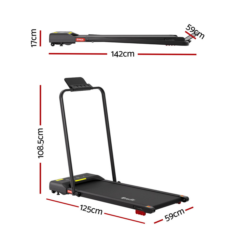 Everfit 380mm Electric Walking Pad Treadmill Incline Black