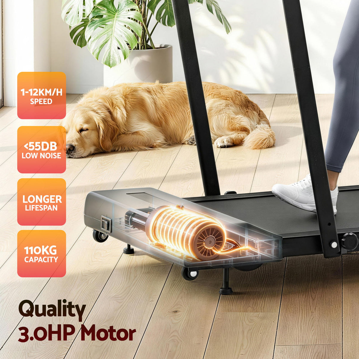 Everfit Electric Walking Pad Treadmill 3 in 1 Under Desk Black