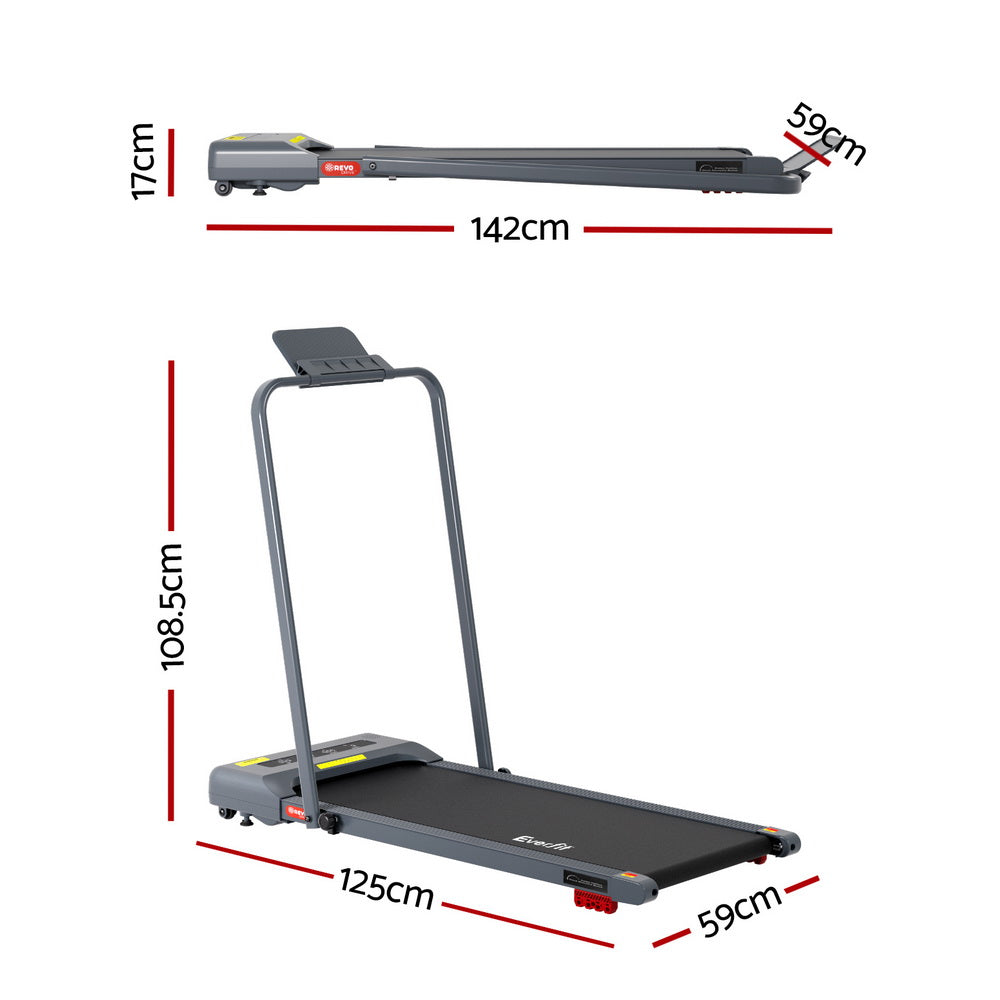 Everfit 380mm Walking Pad Treadmill Incline Grey