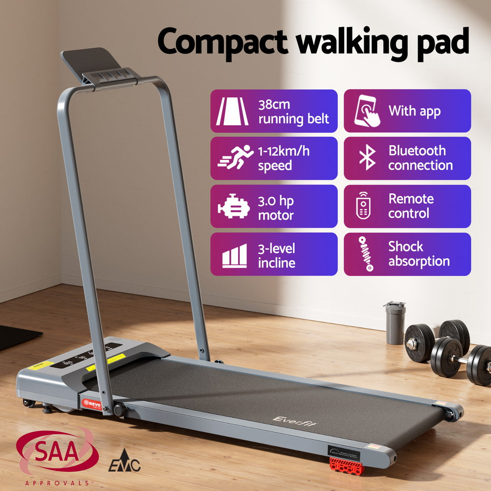 Everfit 380mm Walking Pad Treadmill Incline Grey