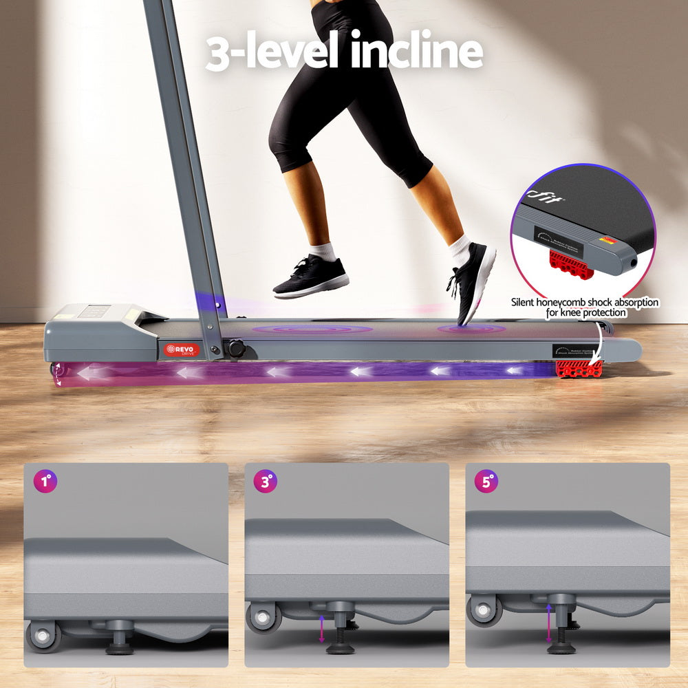 Everfit 380mm Walking Pad Treadmill Incline Grey