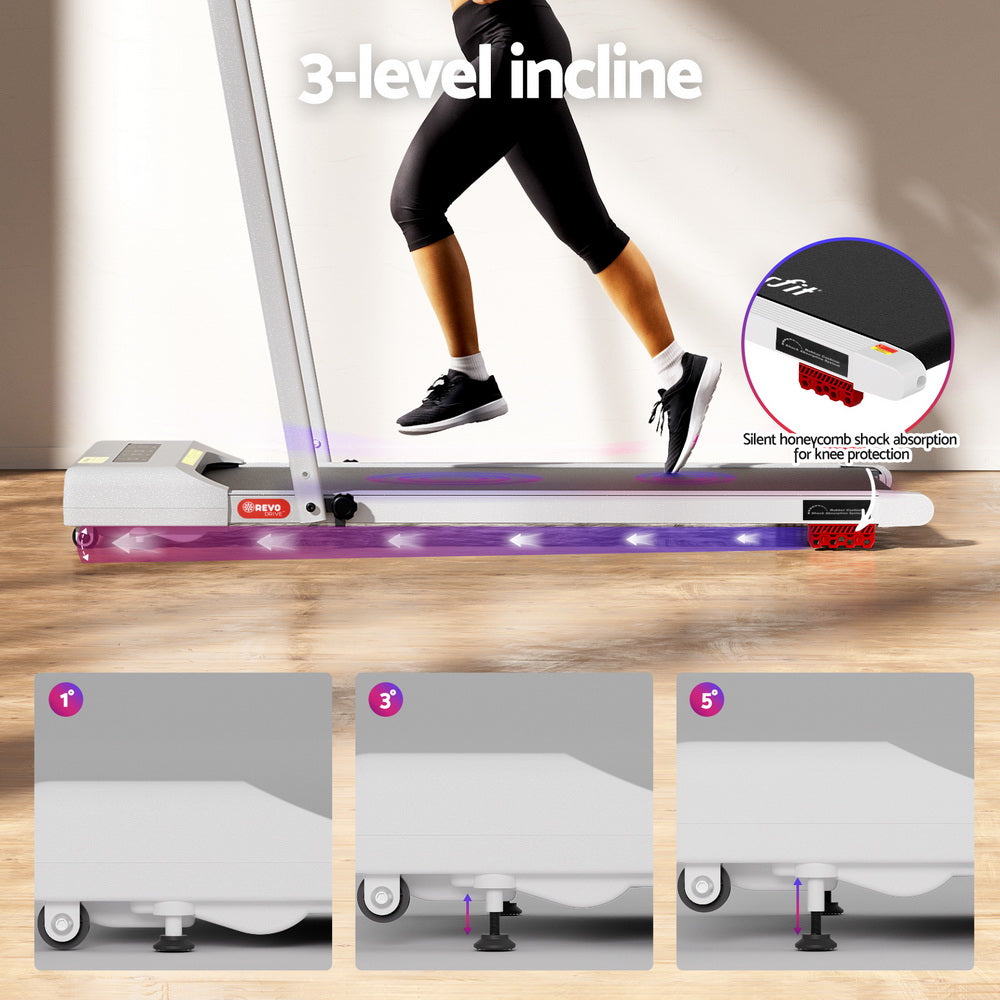 Everfit 380mm Electric Walking Pad Treadmill Incline White