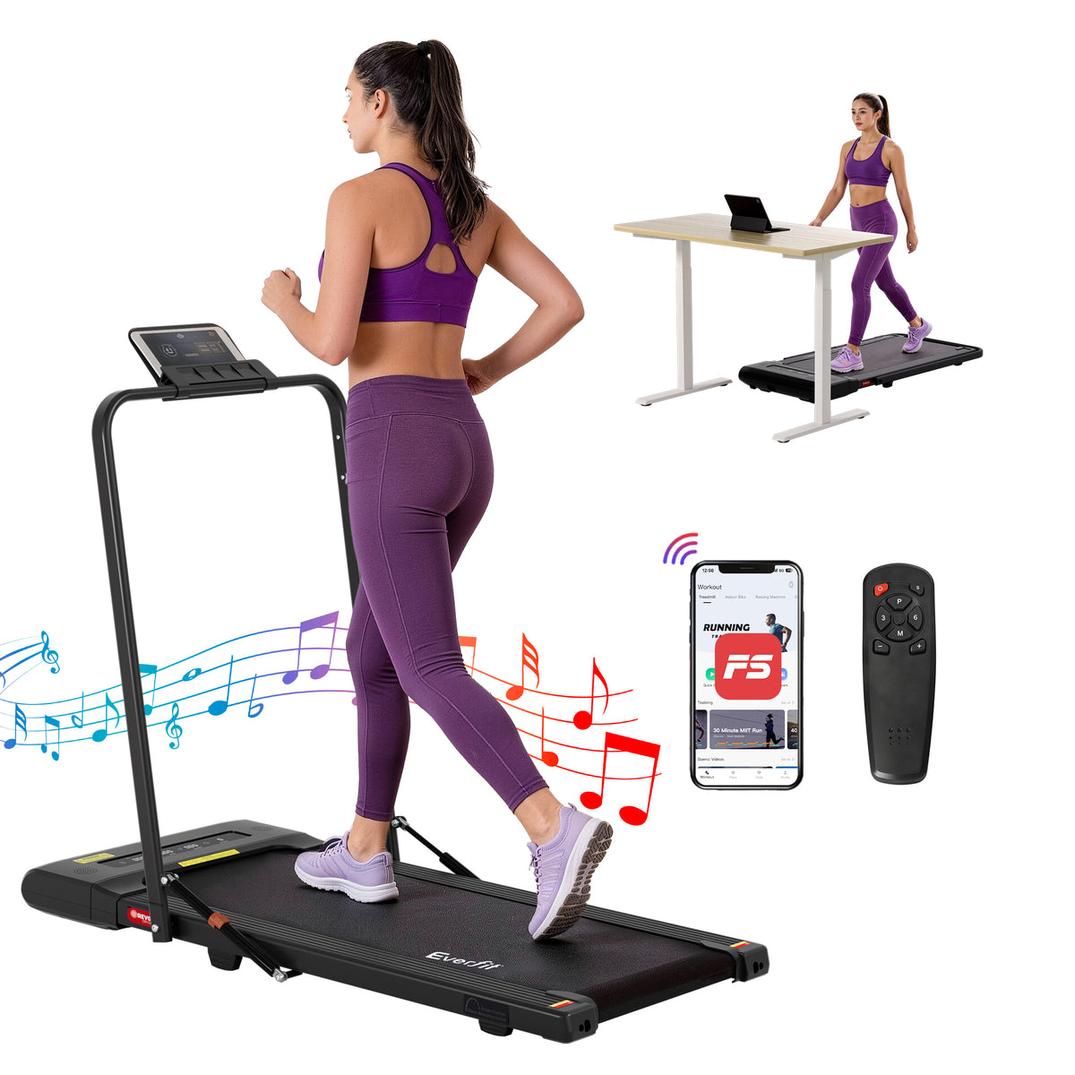 Everfit Electric Walking Pad Under Desk Treadmill 400mm Black
