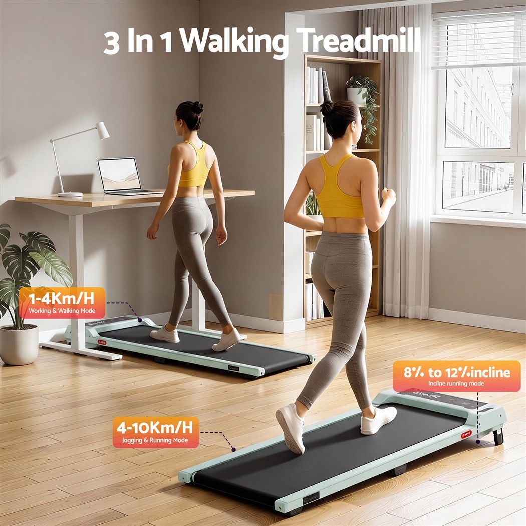 Everfit 3-in-1 Walking Pad Treadmill with 12% Incline, Green