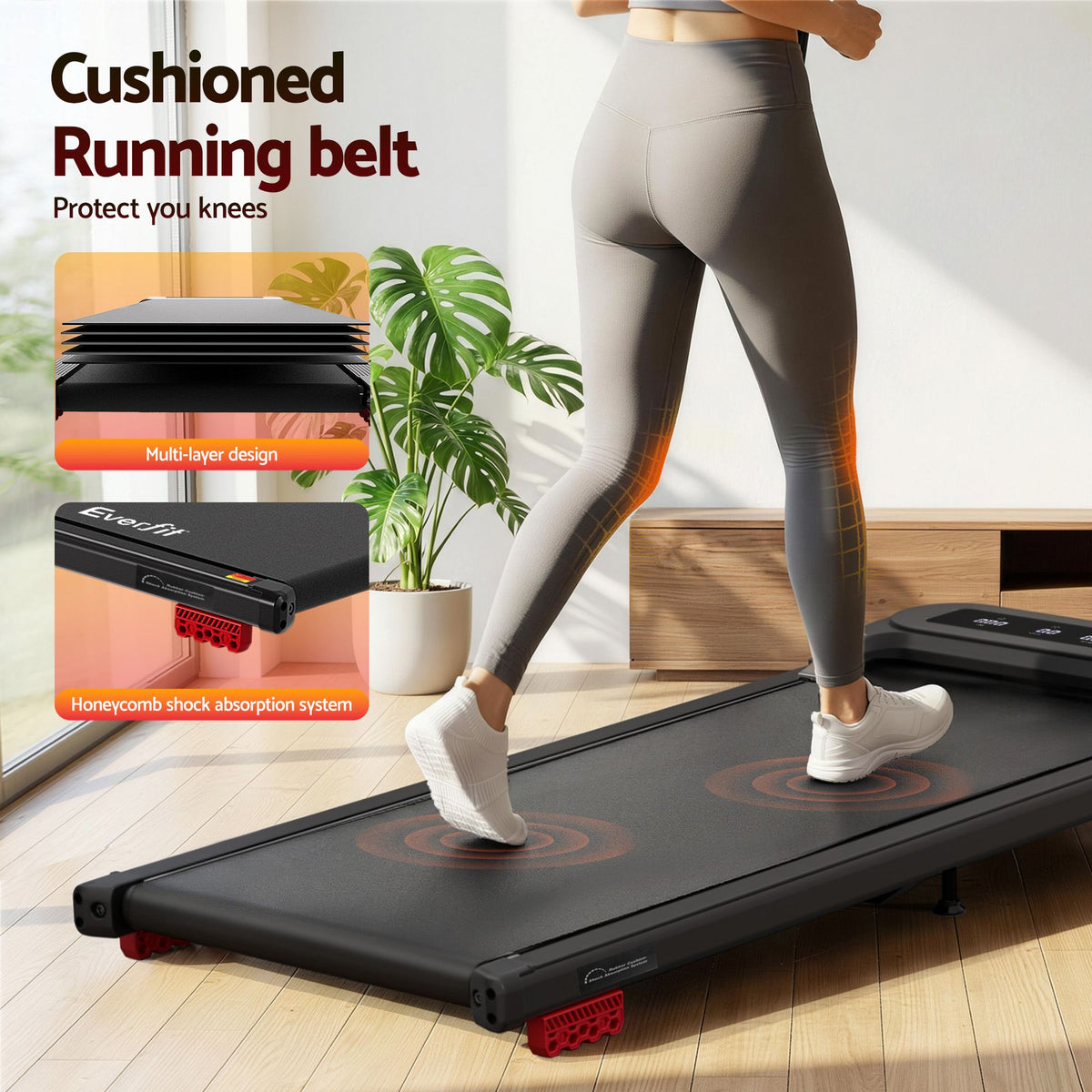 Everfit 3 in 1 Electric Walking Pad Treadmill with Incline Black