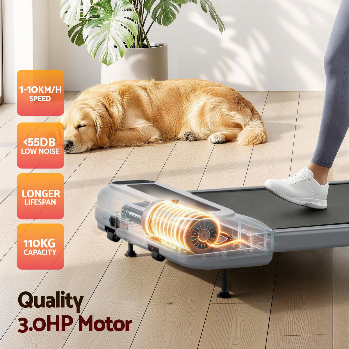 Everfit 3 in 1 Treadmill Electric Walking Pad with Incline Grey
