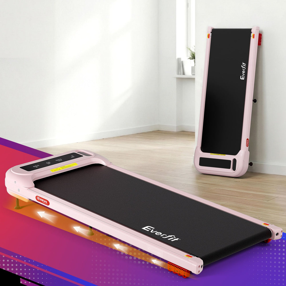Everfit Under Desk Treadmill Electric Walking Pad with Incline Pink