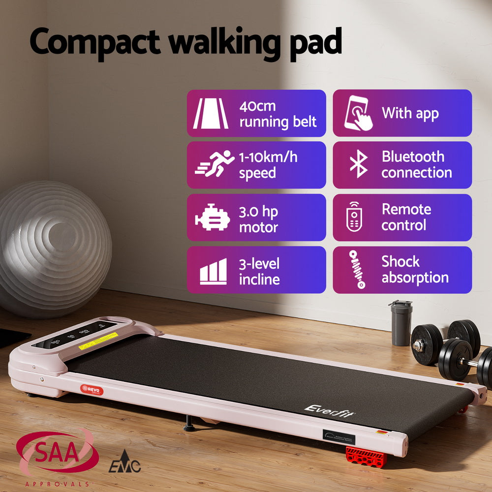 Everfit Pink Electric Walking Pad Treadmill Under Desk Home Gym
