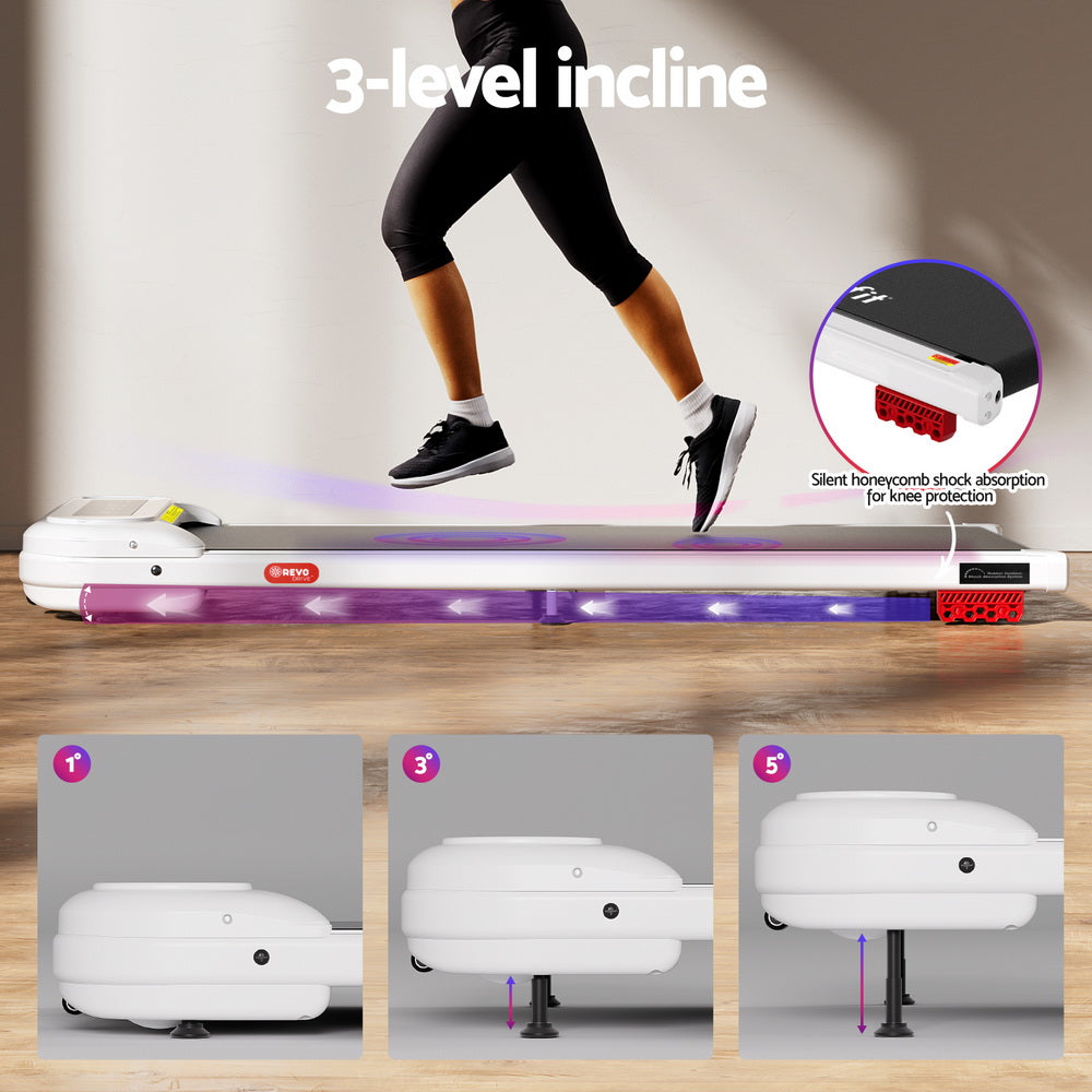 Everfit Electric Walking Pad Treadmill Incline Under Desk White
