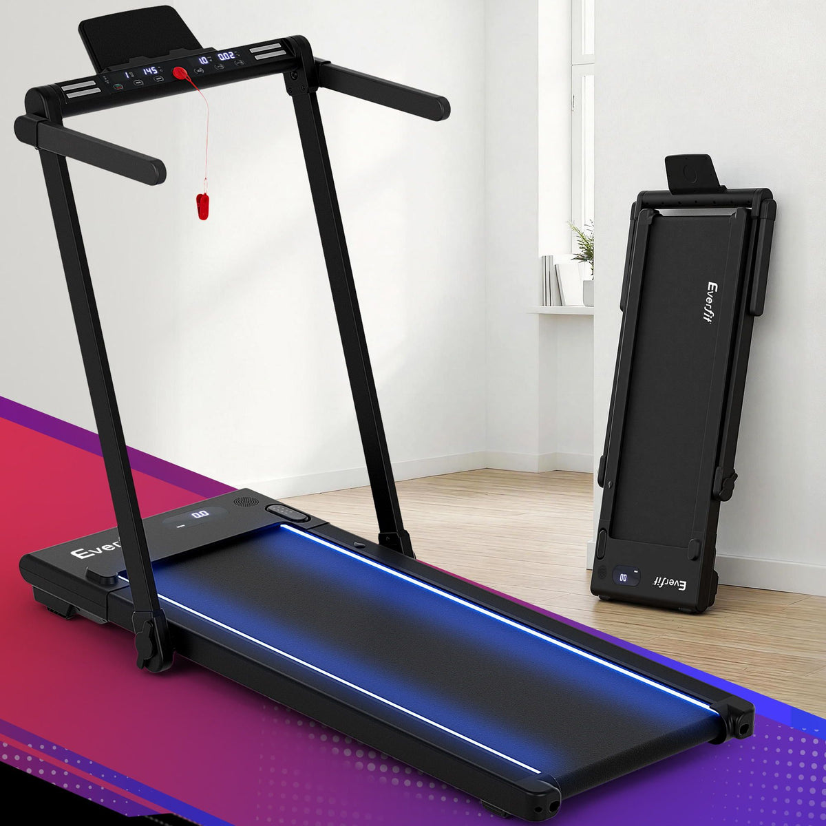 Everfit 3 in 1 Walking Pad Treadmill with LED Lights 40cm Belt Black