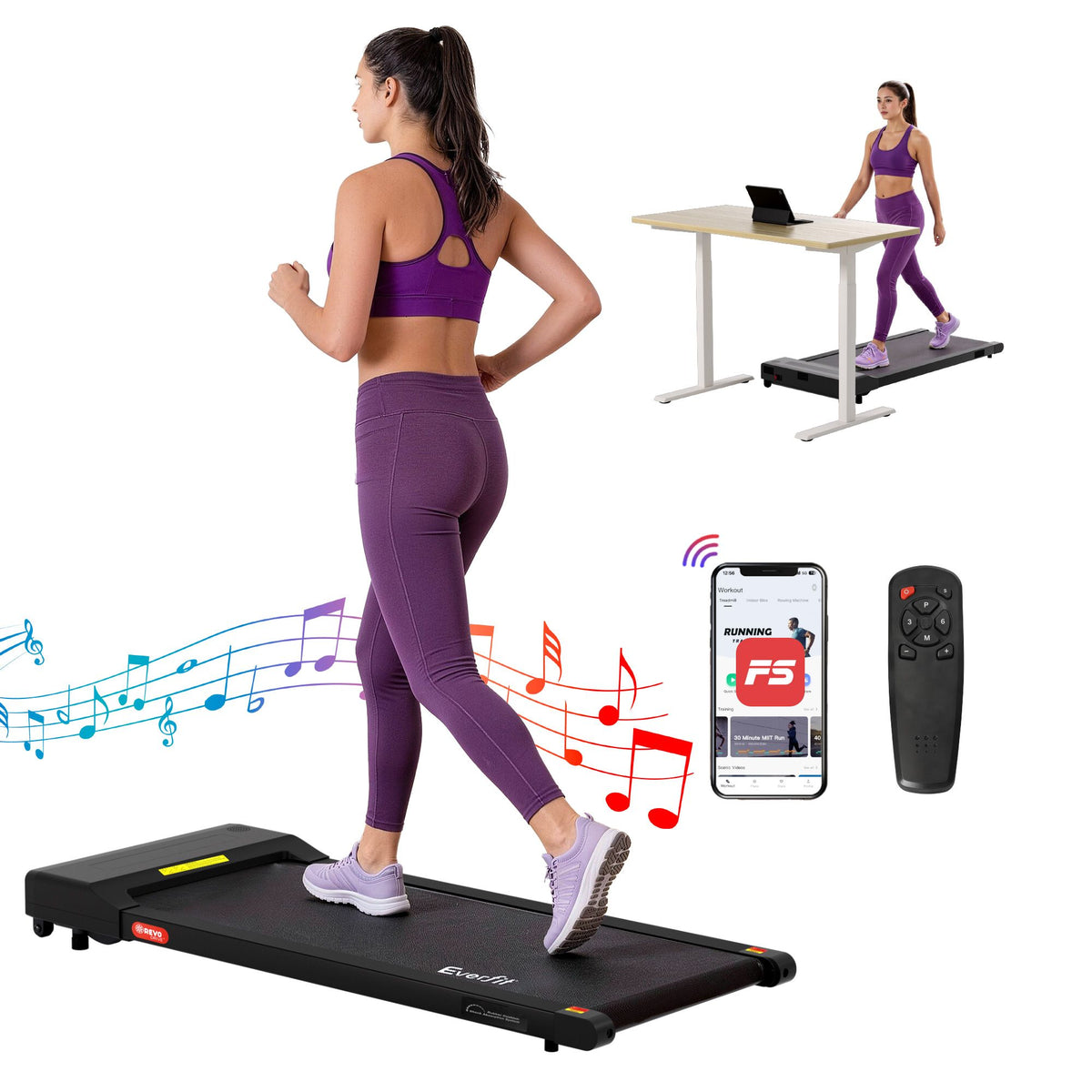 Everfit 2 in 1 Electric Walking Pad Treadmill 400mm Black