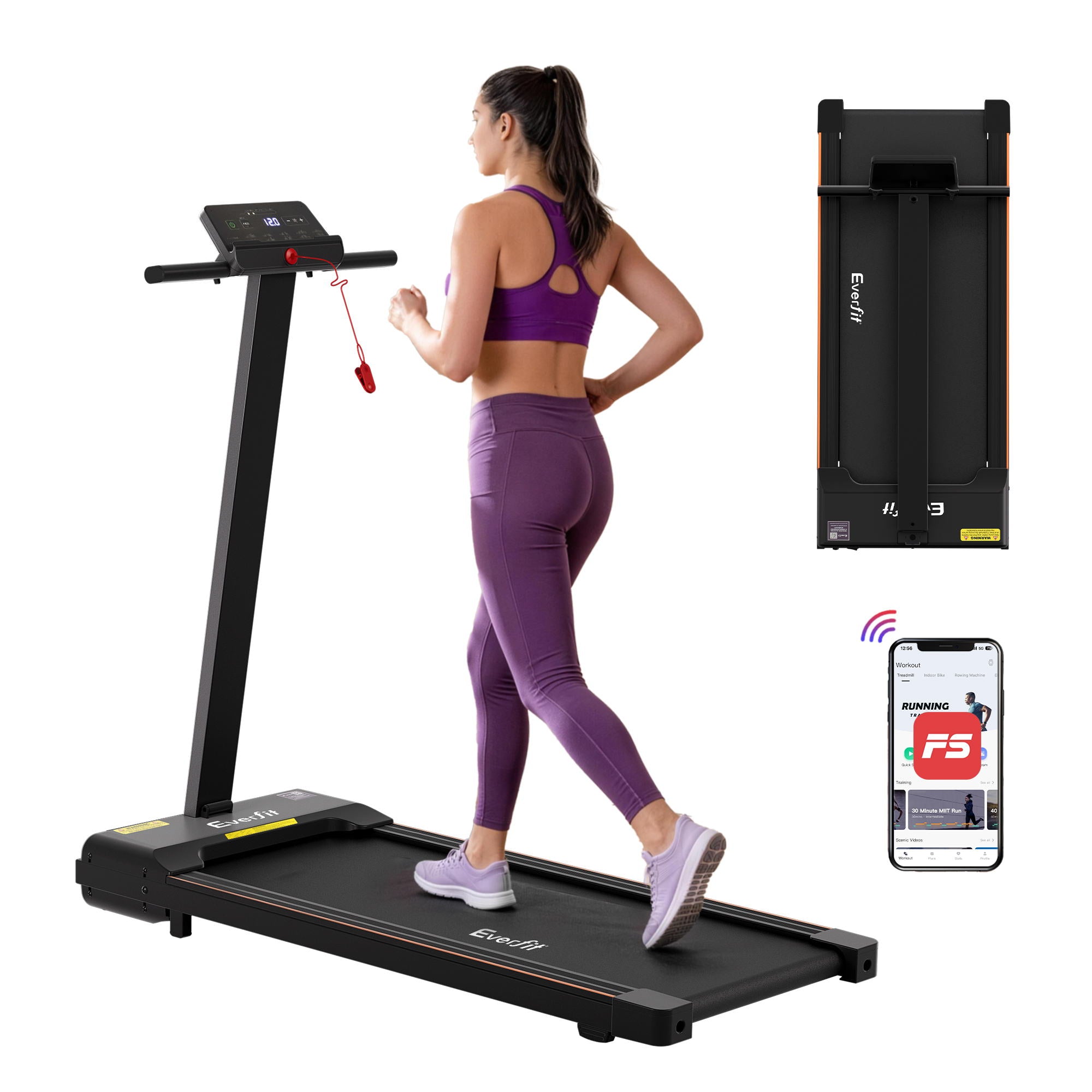Everfit Walking Pad Treadmill 2 in 1 Foldable for Home Gym 40cm Wide Belt 12 Programs with App