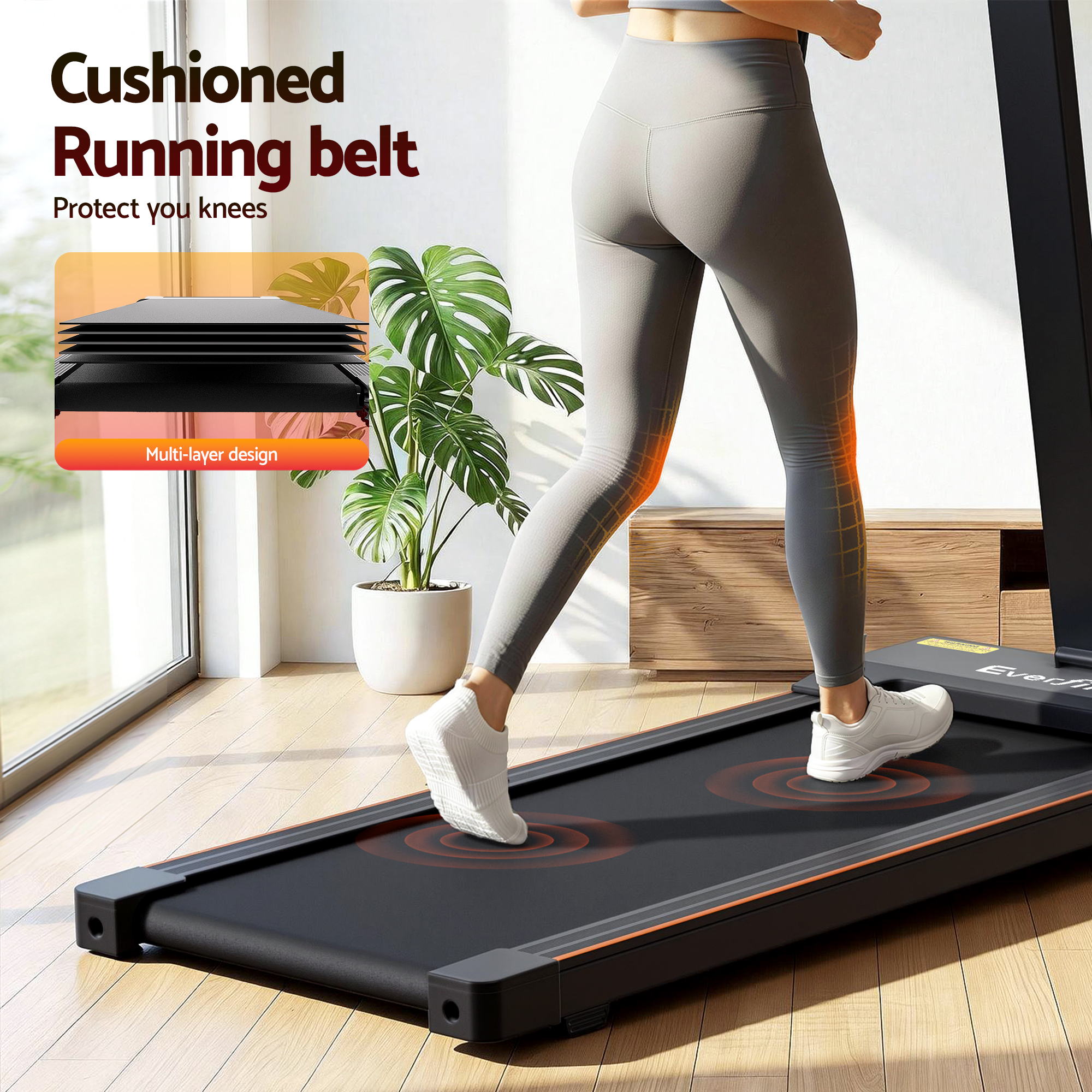 Everfit Walking Pad Treadmill 2 in 1 Foldable for Home Gym 40cm Wide Belt 12 Programs with App