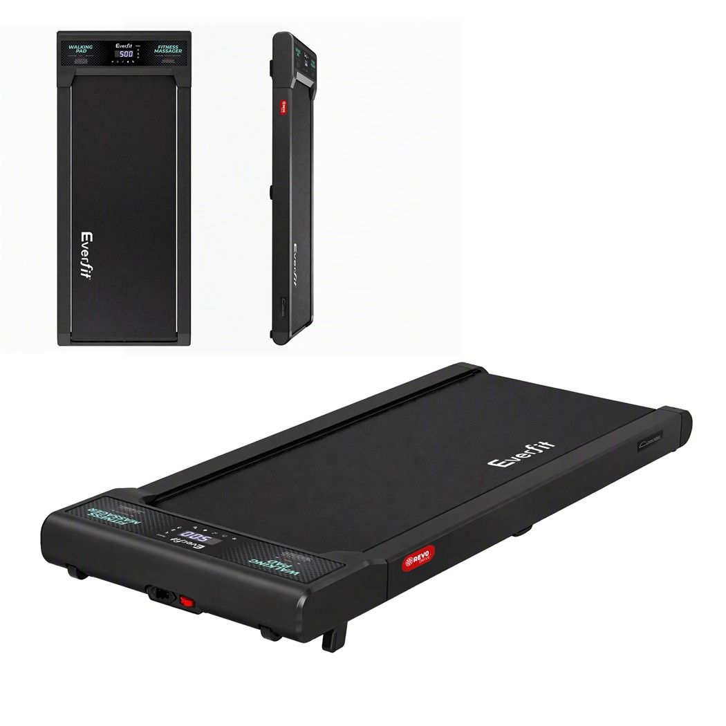 Everfit 5 in 1 Vibration Walking Pad Under Desk Treadmill 10% Incline 400mm Belt Home Gym Black