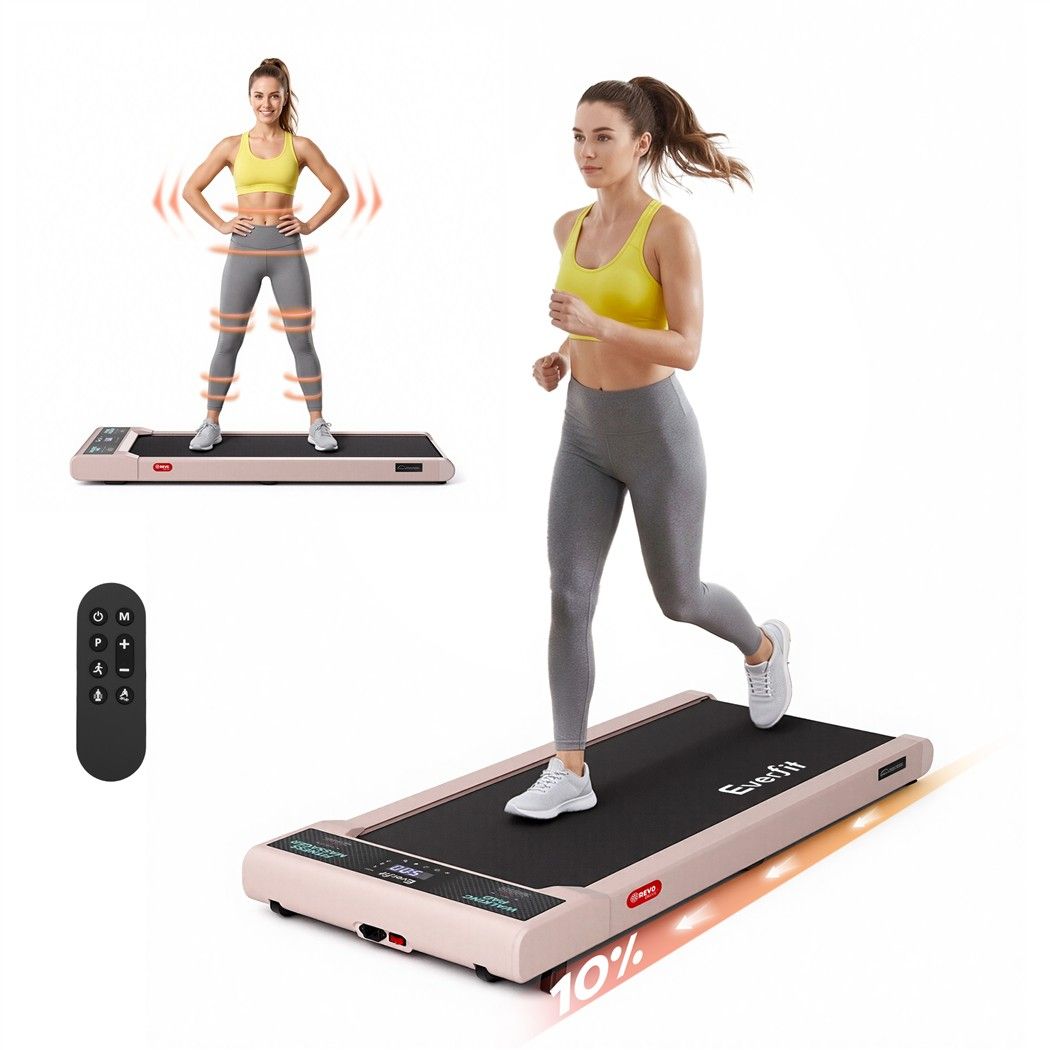 Everfit 5 in 1 Vibration Walking Pad Under Desk Treadmill 10% Incline 400mm Belt Home Gym Pink