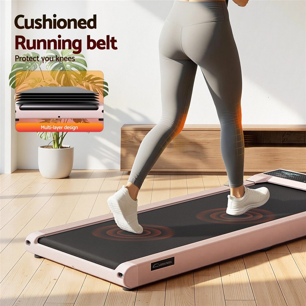Everfit 5 in 1 Vibration Walking Pad Under Desk Treadmill 10% Incline 400mm Belt Home Gym Pink