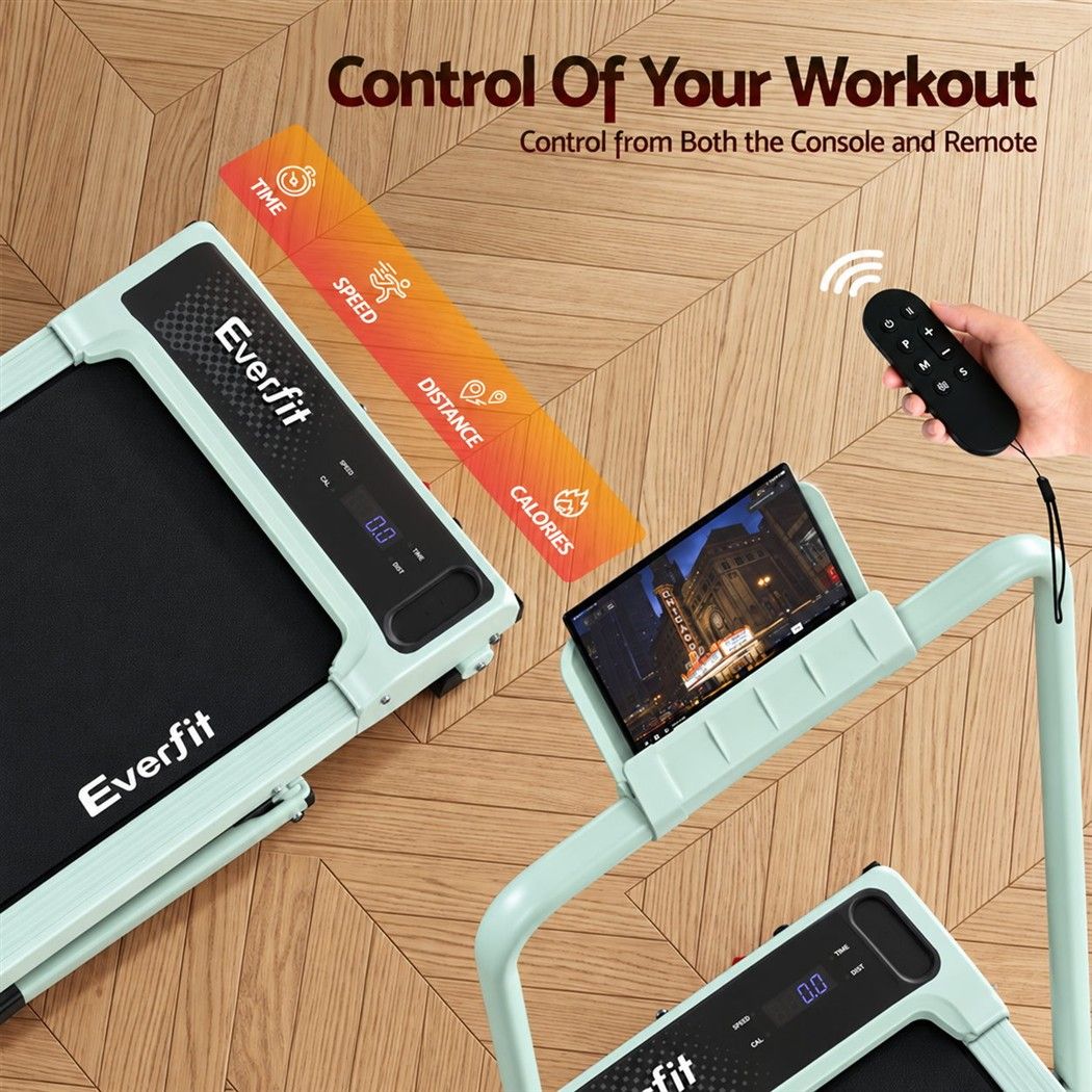 Everfit 3 in 1 Walking Pad Treadmill 12% Incline Foldable Under Desk Treadmills 40cm Belt Green