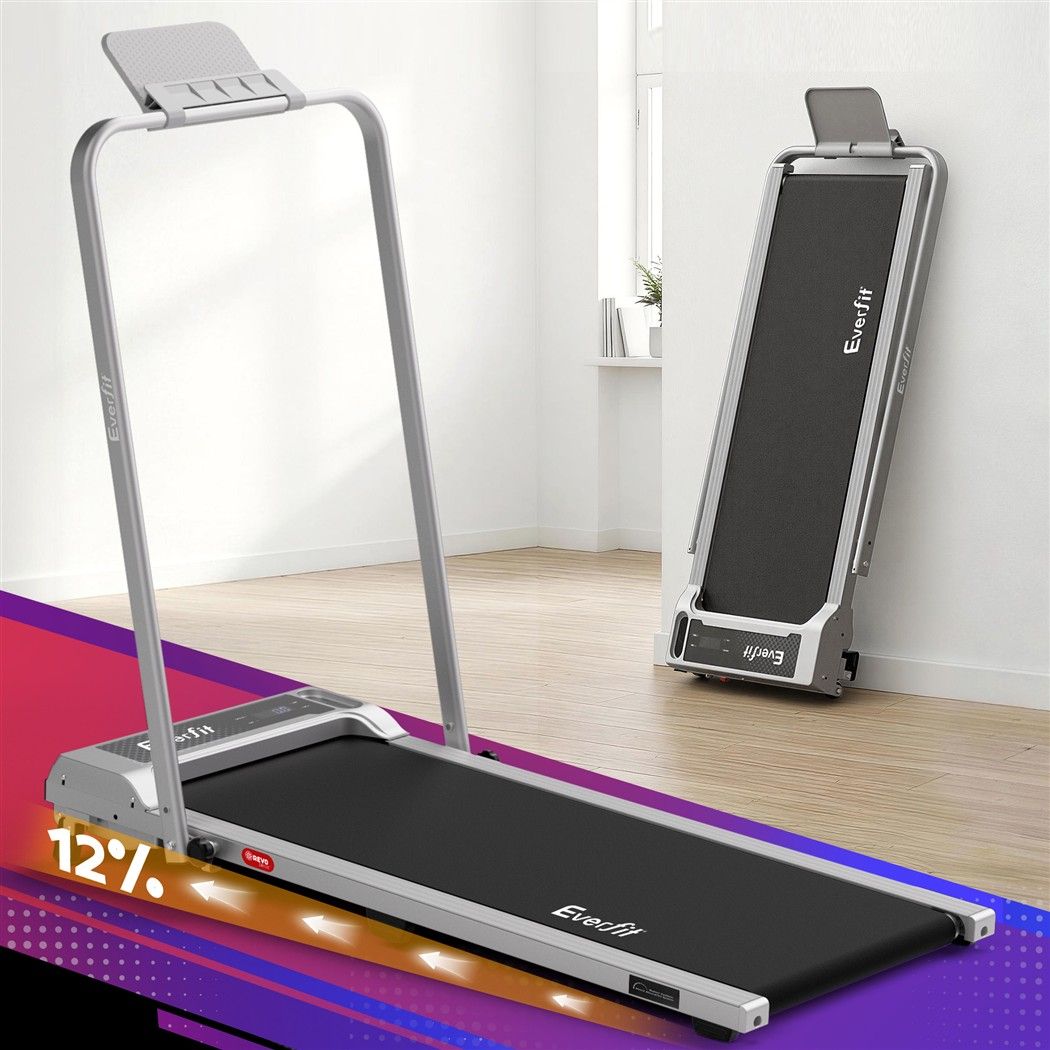 Everfit 3-in-1 Walking Pad Treadmill with 12% Incline, Silver
