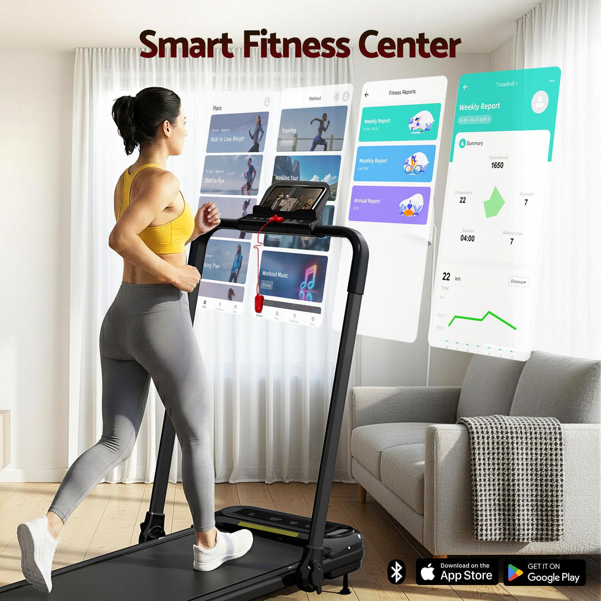 Everfit 3 in1 Foldable Walking Pad Treadmill with Incline Black