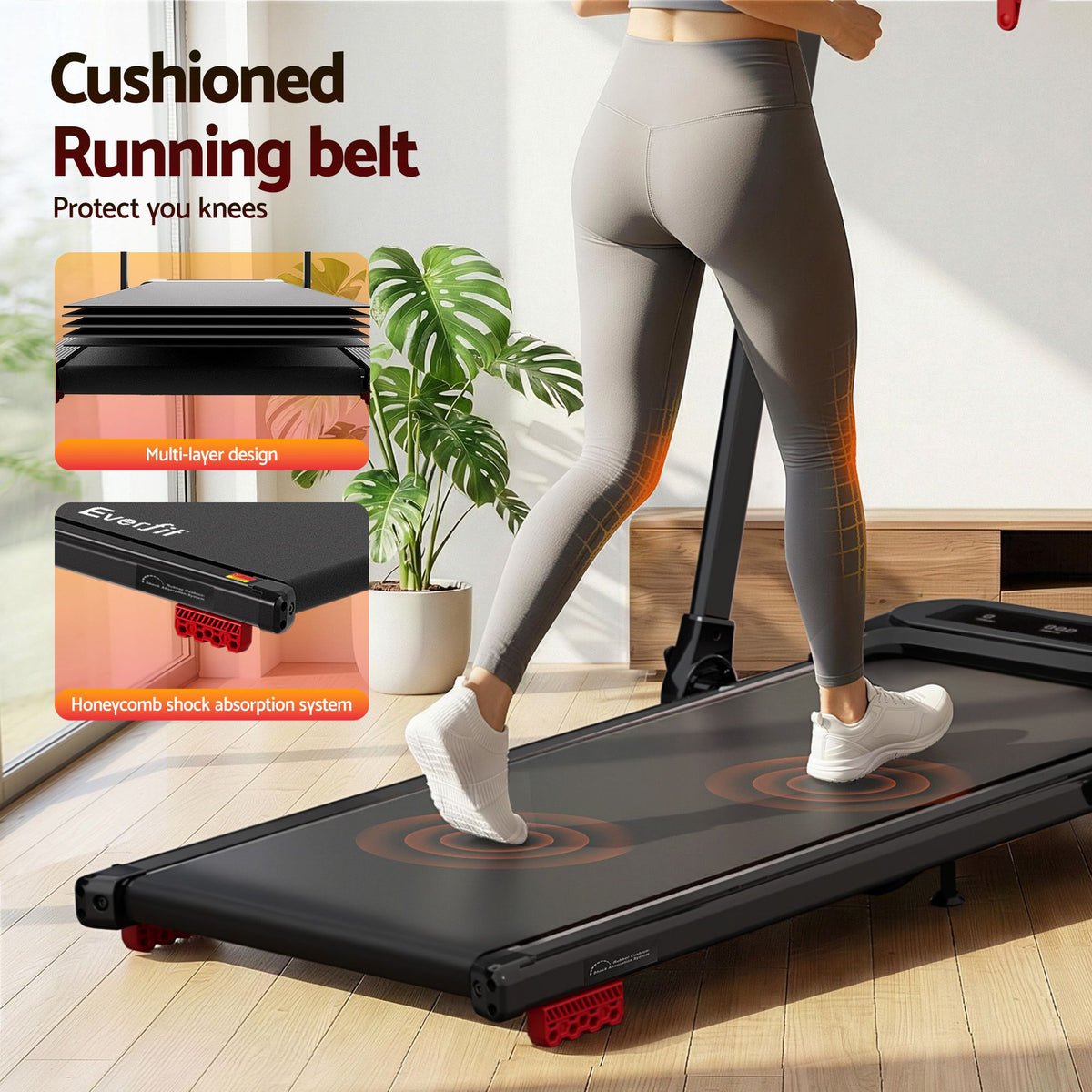 Everfit 3 in1 Foldable Walking Pad Treadmill with Incline Black